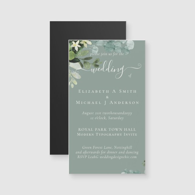 Eucalyptus Wedding Watercolor Greenery Invitations (Front/Back)