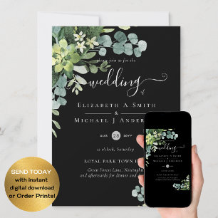 Eucalyptus Wedding Watercolor Greenery Invitations