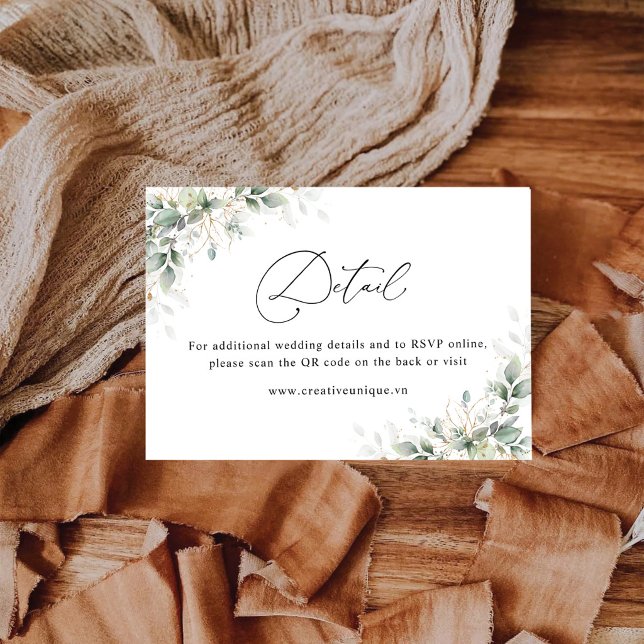 Eucalyptus Wedding Website QR Code Details  Enclosure Card (Creator Uploaded)