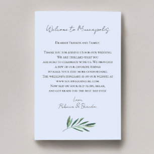 Eucalyptus Wedding Welcome Bag Letter