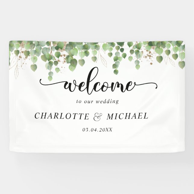 Eucalyptus Wedding Welcome Banner (Horizontal)