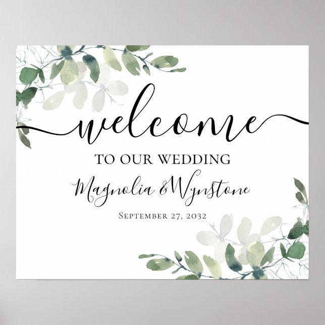 Eucalyptus Wedding Welcome Sign (Front)