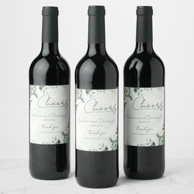 Eucalyptus Wedding Wine Bottle Label 1001A (Bottles)