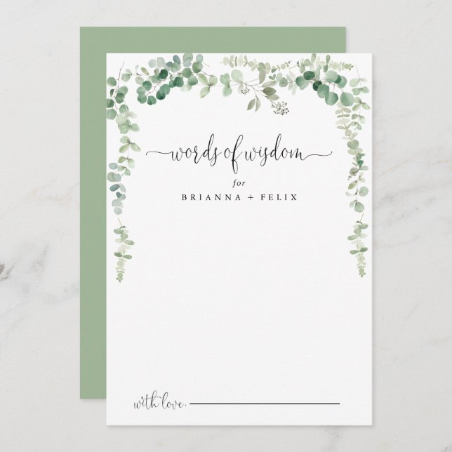Eucalyptus Wedding Words of Wisdom Advice Card (Front/Back)