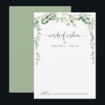 Eucalyptus Wedding Words of Wisdom Advice Card<br><div class="desc">This eucalyptus wedding words of wisdom advice card is perfect for a modern wedding. The design features watercolor hand-drawn elegant botanical eucalyptus branches and leaves, adorning geometric frames. These cards are perfect for a wedding, bridal shower, baby shower, graduation party & more. Personalise the cards with the names of the...</div>