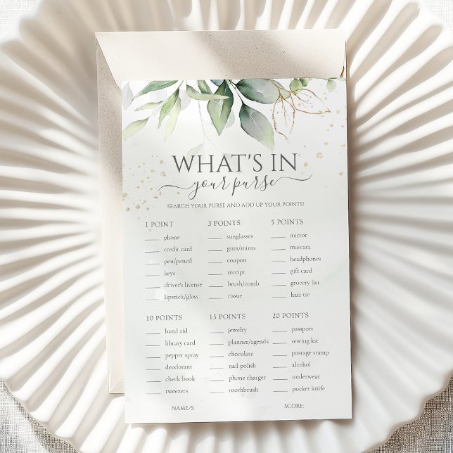 Eucalyptus What's In Your Purse Wedding Game (Creator Uploaded)