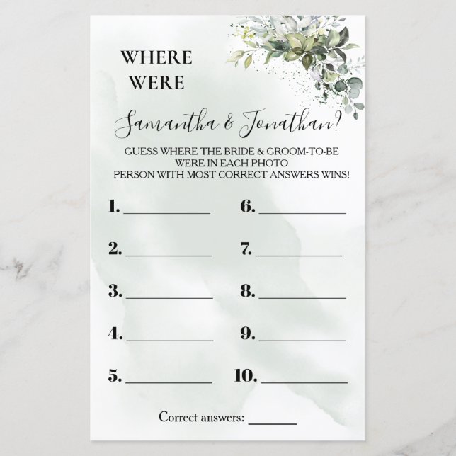 Eucalyptus Where were they shower bilingual game (Front)