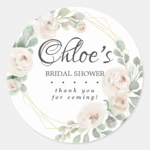 Eucalyptus White Floral Bridal Shower Thank You Classic Round Sticker