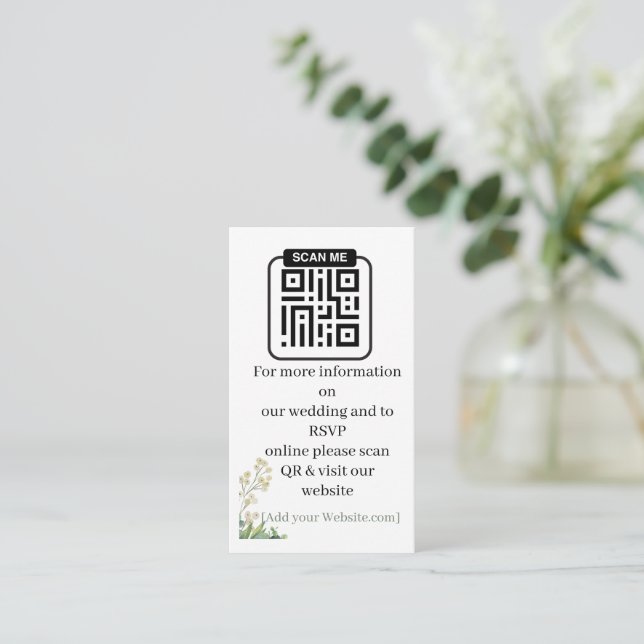 Eucalyptus & White Florals Botanical Wedding  Enclosure Card (Standing Front)