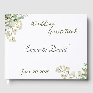 Eucalyptus & White Florals Botanical Wedding Guest Book