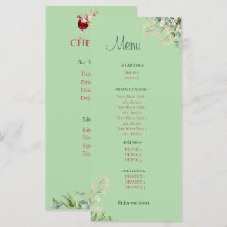 Eucalyptus & White Florals Botanical Wedding Menu