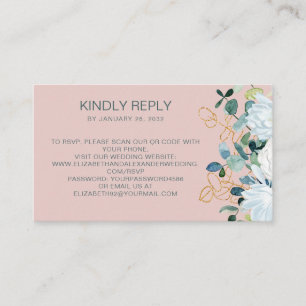 Eucalyptus & white flowers QR Code online RSVP Enclosure Card