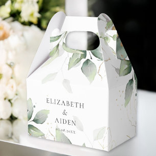 Eucalyptus, White, Greenery, Wedding Favour Box
