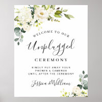 Eucalyptus White Roses Unplugged Wedding Ceremony