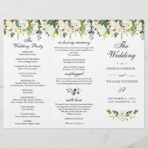 Eucalyptus White Roses Wedding Ceremony Program