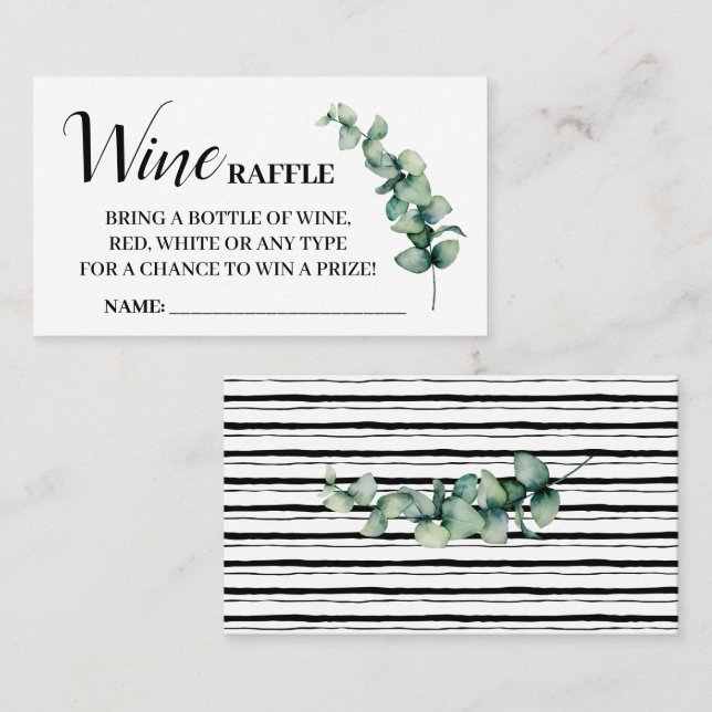 Eucalyptus Wine Raffle Ticket card Bridal Shower (Front/Back)