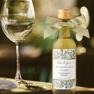 Eucalyptus Winter Greens Thank You Wedding Mini Wine Label