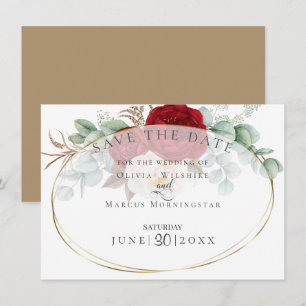 Eucalyptus with Red and White Peonies Invitation