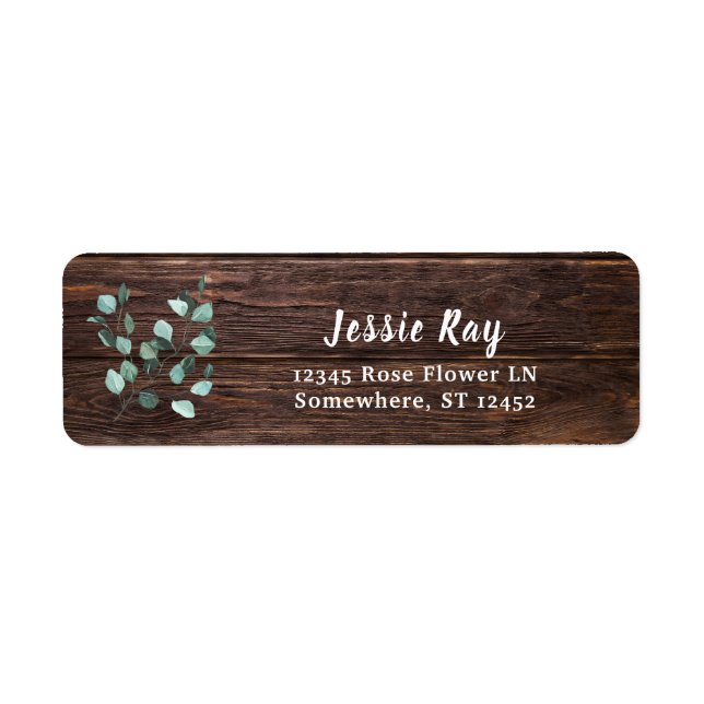 Eucalyptus & Wood Greenery Return Address Label (Front)