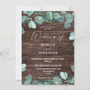 Eucalyptus & Wood Greenery Wedding Invitation