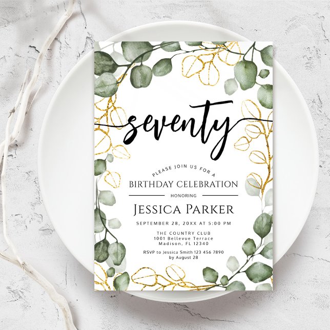 Eucalyptus Wreath 70th Birthday Party Invitation (Creator Uploaded)