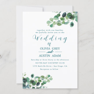 Eucalyptus Wreath And Greenery Wedding Invitations