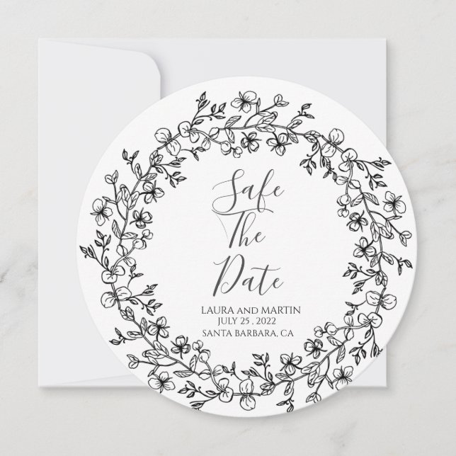 Eucalyptus wreath and Photo Elegant Invitation (Front)