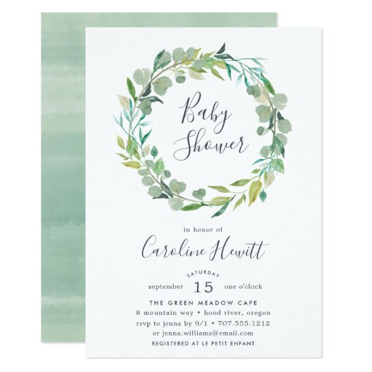 eucalyptus baby shower invitation