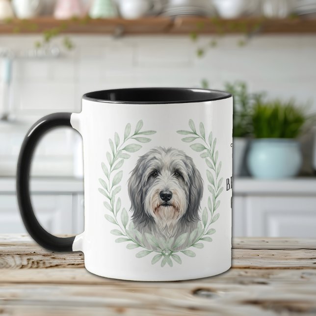 Eucalyptus Wreath Bearded Collie Dog Monogram Mug (Creator Uploaded)