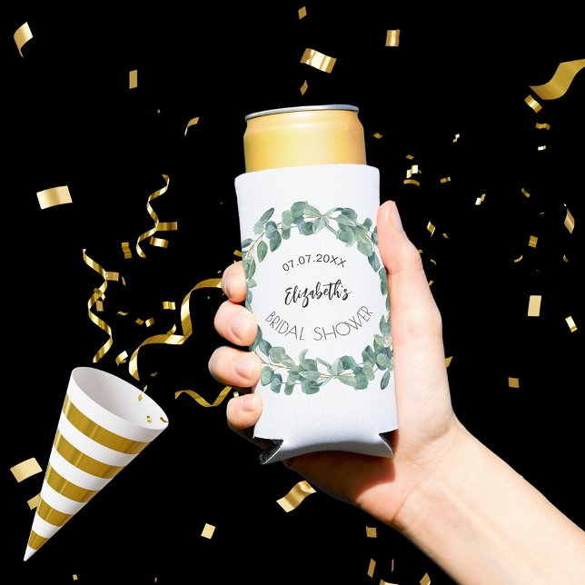 Eucalyptus wreath Bridal Shower Seltzer Can Cooler (Creator Uploaded)