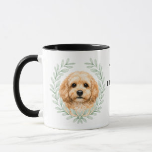 Eucalyptus Wreath Buff Cockapoo Dog Monogram Mug
