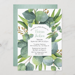 Eucalyptus Wreath Frame Baby Shower Invite