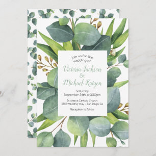 Eucalyptus Wreath Frame Wedding Invitation