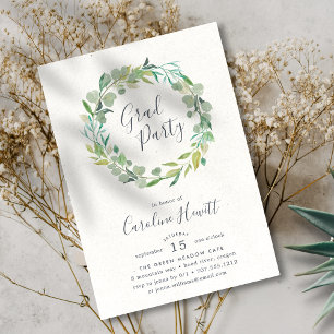 Eucalyptus Wreath Graduation Party Invitation