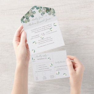 Eucalyptus Wreath Leaves Wedding All In One In Invitation