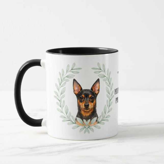 Eucalyptus Wreath Miniature Pinscher Monogram Mug (Left)