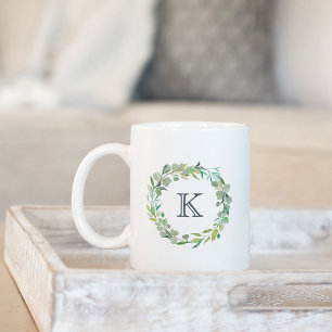 Eucalyptus Wreath Monogram Coffee Mug