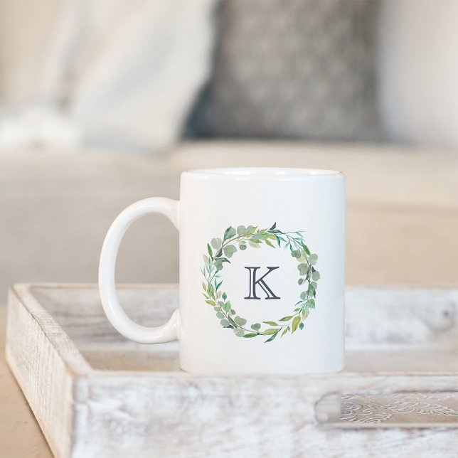 Eucalyptus Wreath Monogram Coffee Mug (Creator Uploaded)