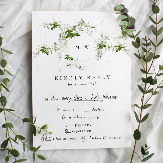 Eucalyptus Wreath Monogram Wedding RSVP Card (Creator Uploaded)