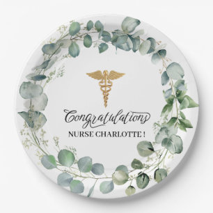 Eucalyptus Wreath Nurse Graduation Party Paper Plate