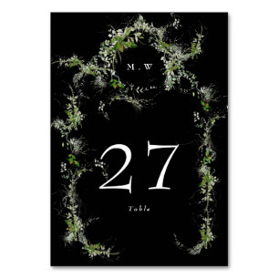 Eucalyptus Wreath Premium Black Monogram Wedding Table Number