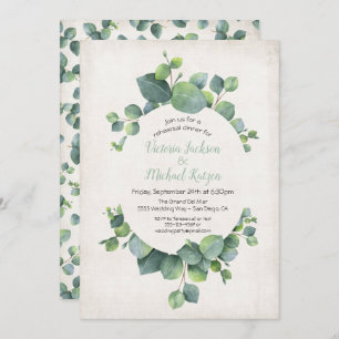 Eucalyptus Wreath Rehearsal Dinner Invitation