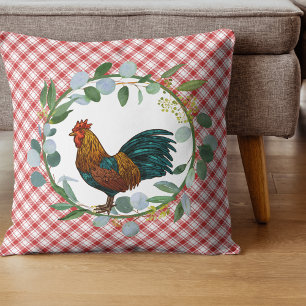Eucalyptus Wreath & Rooster Farmhouse Cushion