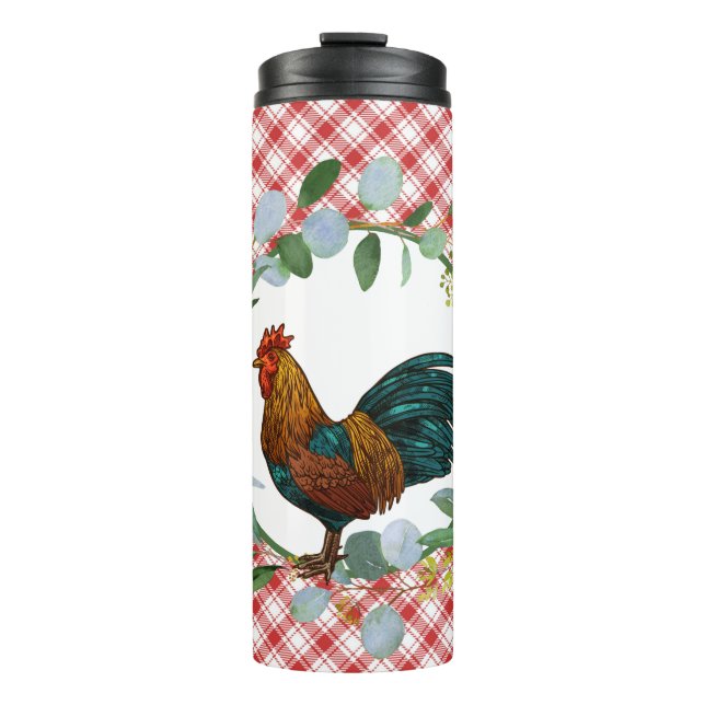 Eucalyptus Wreath & Rooster Farmhouse  Thermal Tumbler (Front)