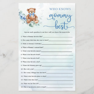 Eucalyptus Wreath Teddy Bear Boy Baby Shower game
