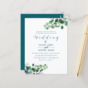 Eucalyptus Wreath Watercolor wedding invitation Postcard