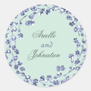 Eucalyptus Wreath Wedding Blue Florals Green Classic Round Sticker
