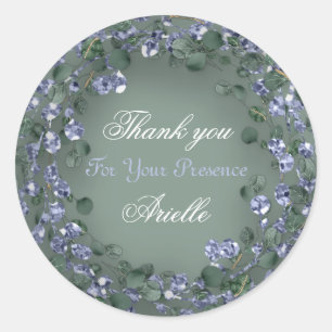 Eucalyptus Wreath Wedding Bridal Blue Green Classic Round Sticker