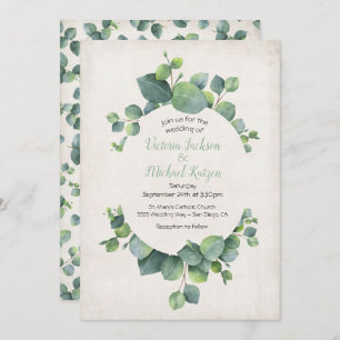 Eucalyptus Wreath Wedding Invitation