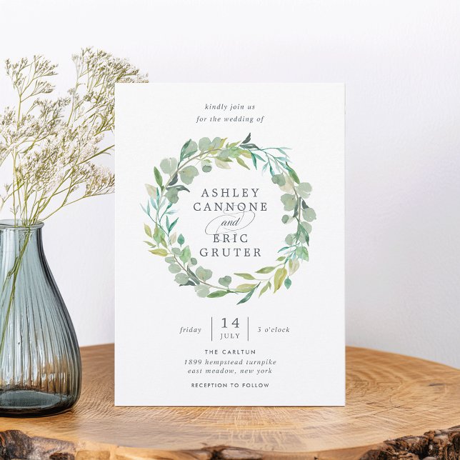 Eucalyptus Wreath Wedding Invitation (Creator Uploaded)